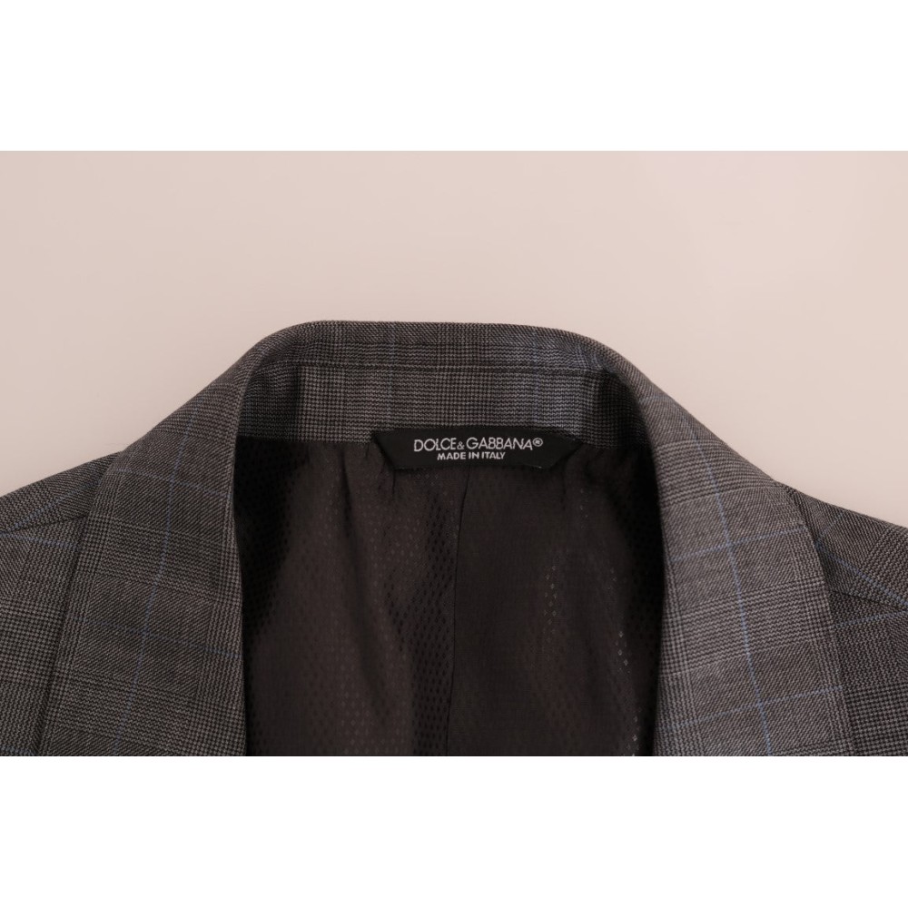 Dolce & Gabbana Schlichter grauer karierter Wollblazer