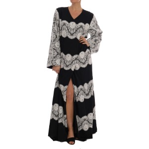 Dolce & Gabbana Elegantes Kaftan Maxikleid aus geblümter Seide und Spitze