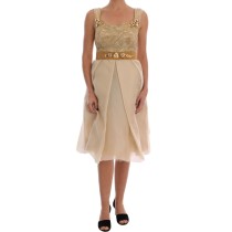 Dolce & Gabbana Elegantes Seidenkleid aus Spitze und Organza mit Verzierungen