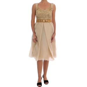 Dolce & Gabbana Elegantes Seidenkleid aus Spitze und Organza mit Verzierungen