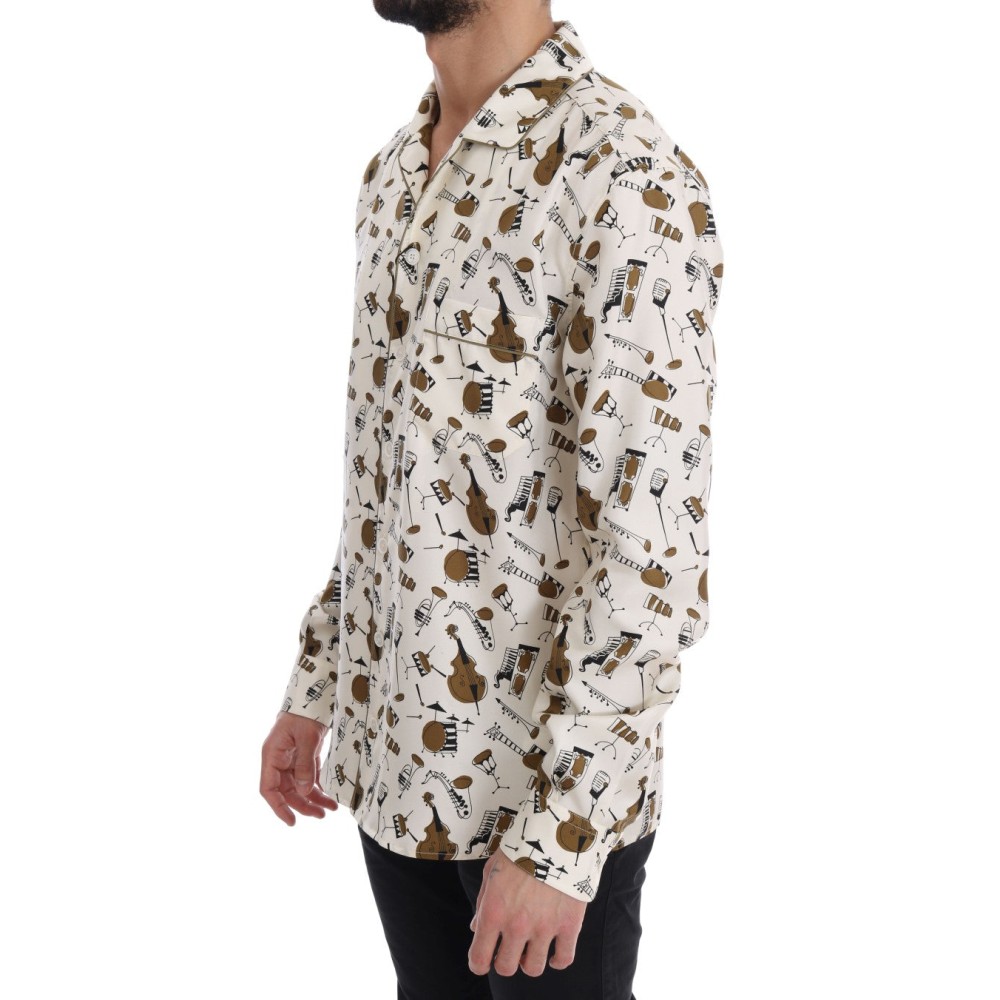 Dolce & Gabbana Exklusive Seide Casual Herrenhemd - JAZZ Motiv