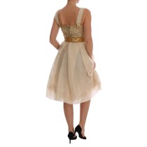 Dolce & Gabbana Elegantes Seidenkleid aus Spitze und Organza mit Verzierungen