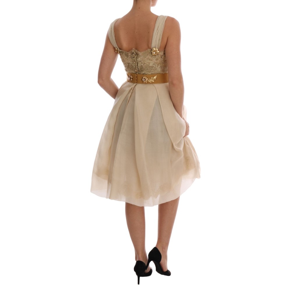 Dolce & Gabbana Elegantes Seidenkleid aus Spitze und Organza mit Verzierungen