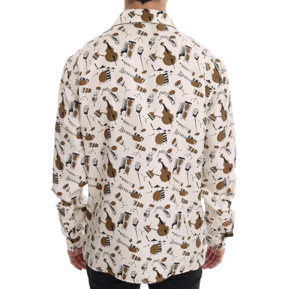 Dolce & Gabbana Exklusive Seide Casual Herrenhemd - JAZZ Motiv