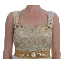Dolce & Gabbana Elegantes Seidenkleid aus Spitze und Organza mit Verzierungen