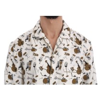 Dolce & Gabbana Exklusive Seide Casual Herrenhemd - JAZZ Motiv