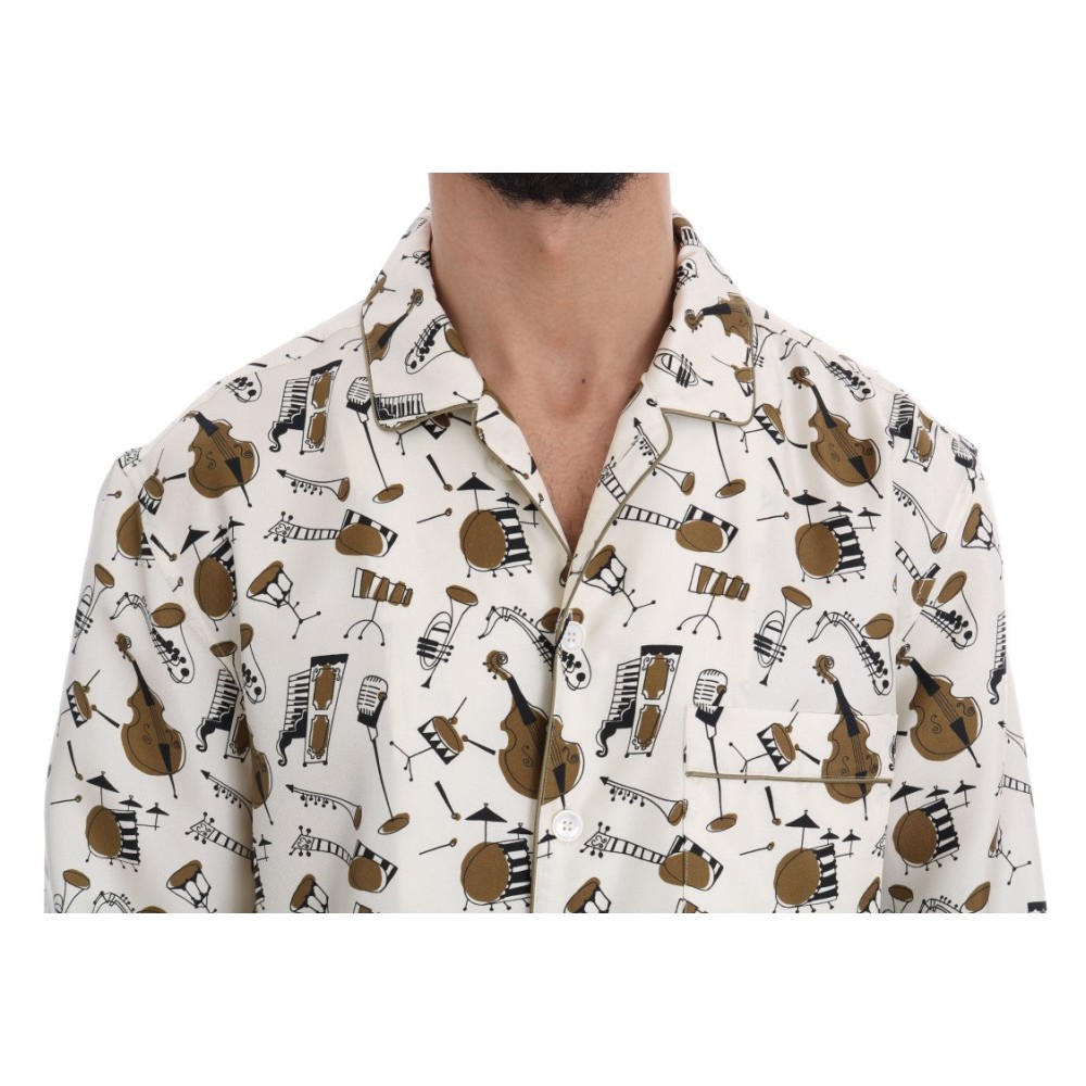 Dolce & Gabbana Exklusive Seide Casual Herrenhemd - JAZZ Motiv