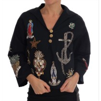 Dolce & Gabbana Verzauberter blauer Mantel mit Kristallstickerei