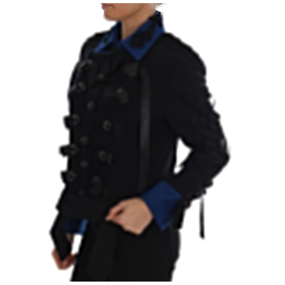 Dolce & Gabbana Schicke kurze Trenchcoat-Jacke in Schwarz und Blau