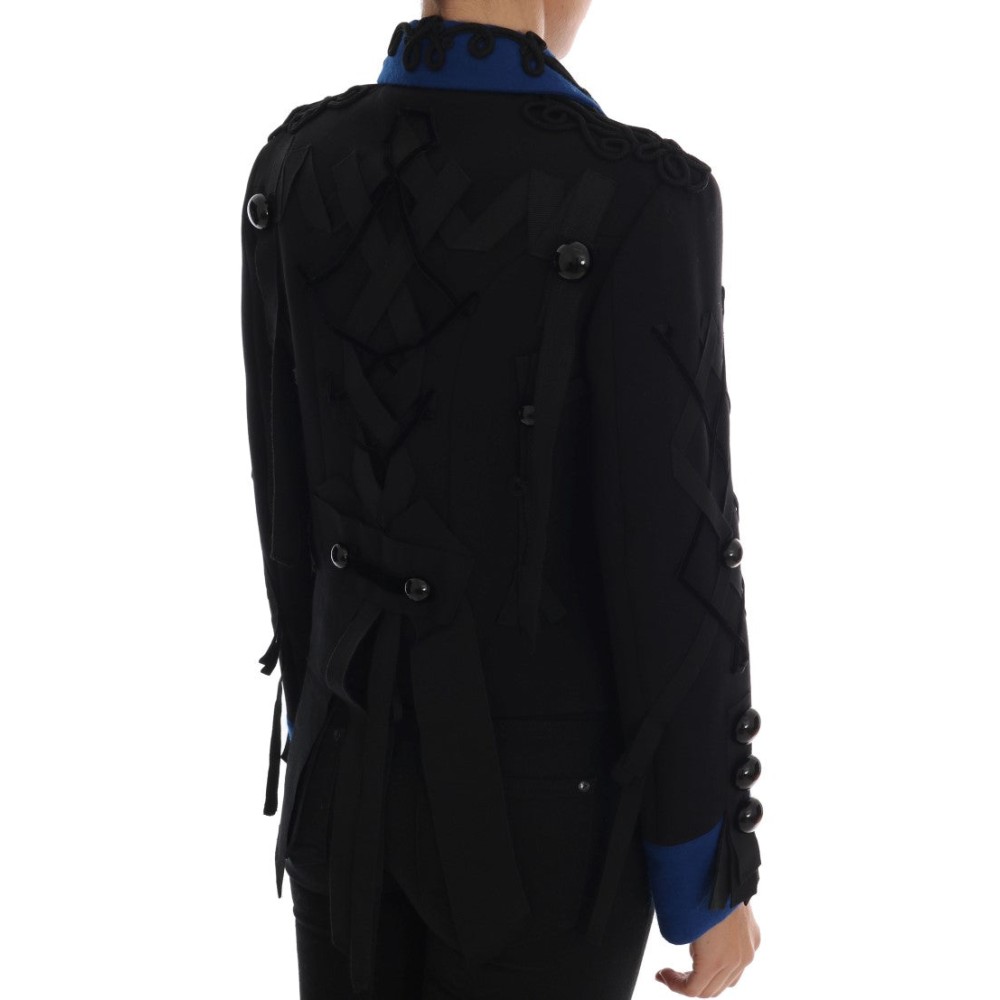Dolce & Gabbana Schicke kurze Trenchcoat-Jacke in Schwarz und Blau
