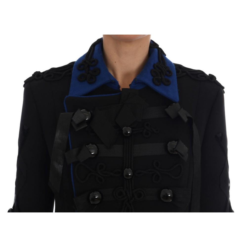 Dolce & Gabbana Schicke kurze Trenchcoat-Jacke in Schwarz und Blau