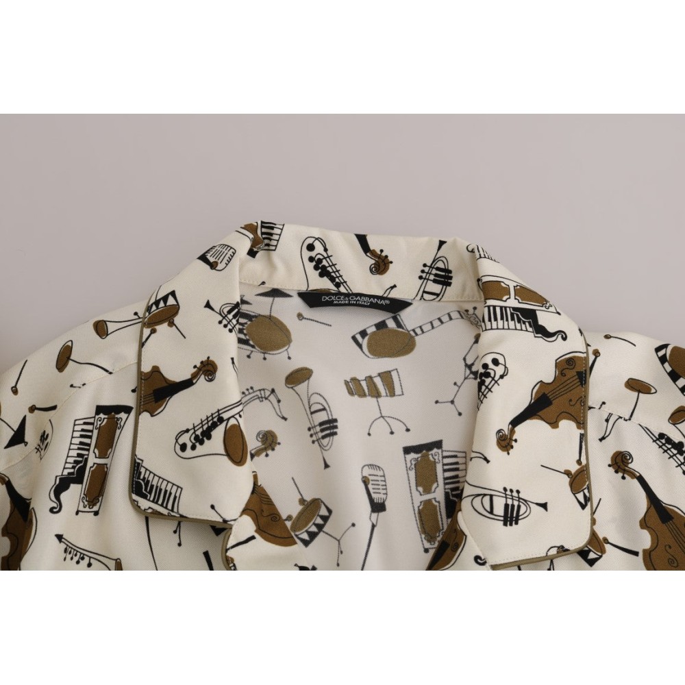Dolce & Gabbana Exklusive Seide Casual Herrenhemd - JAZZ Motiv