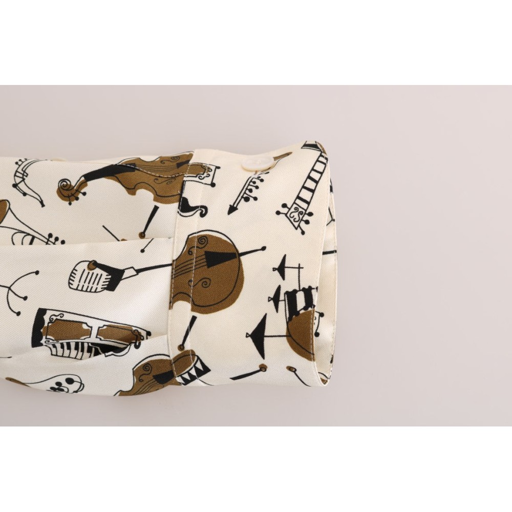 Dolce & Gabbana Exklusive Seide Casual Herrenhemd - JAZZ Motiv