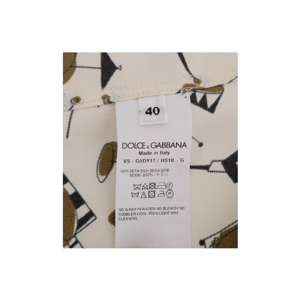 Dolce & Gabbana Exklusive Seide Casual Herrenhemd - JAZZ Motiv