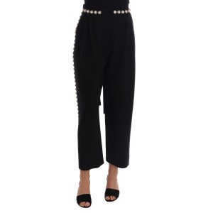 Dolce & Gabbana Elegante High-Waist-Knöchelhose mit Goldverzierung