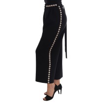 Dolce & Gabbana Elegante High-Waist-Knöchelhose mit Goldverzierung