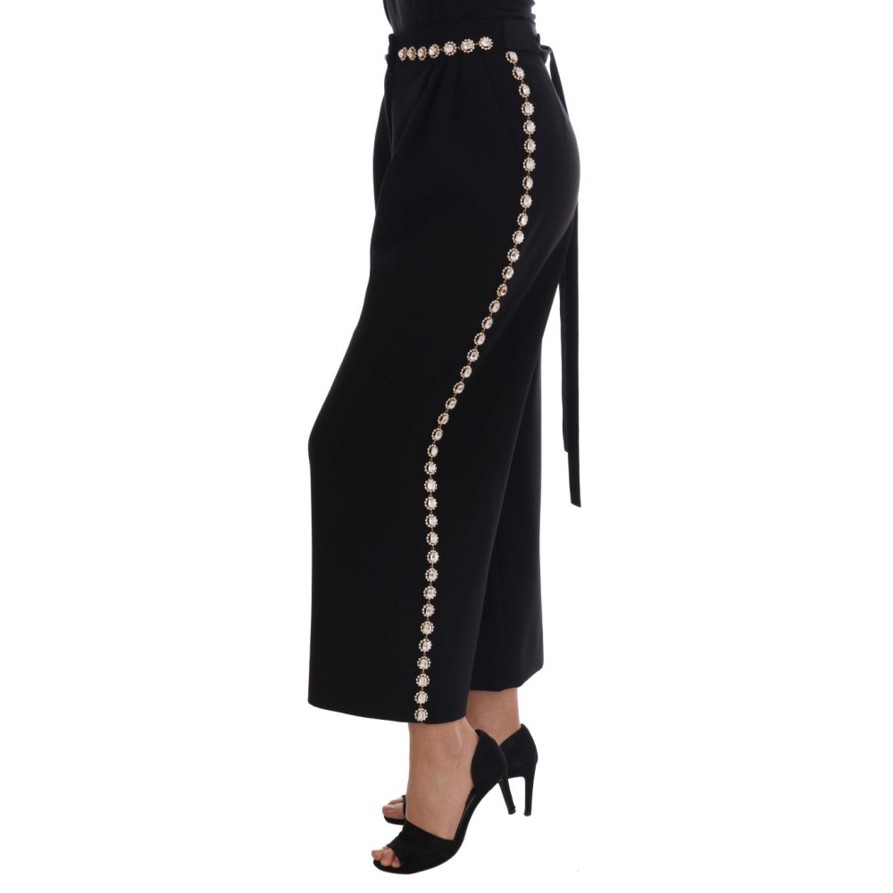 Dolce & Gabbana Elegante High-Waist-Knöchelhose mit Goldverzierung