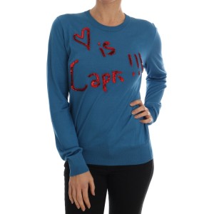 Dolce & Gabbana Blauer Seidenpailletten-Capri-Pullover
