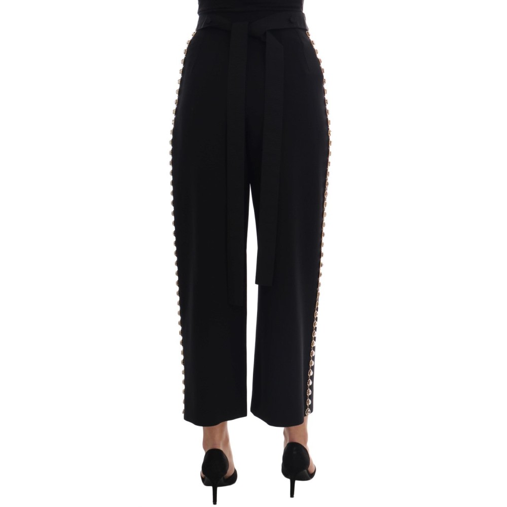 Dolce & Gabbana Elegante High-Waist-Knöchelhose mit Goldverzierung