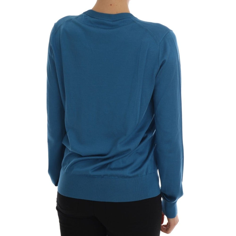 Dolce & Gabbana Blauer Seidenpailletten-Capri-Pullover
