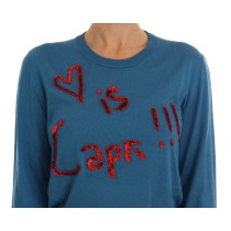 Dolce & Gabbana Blauer Seidenpailletten-Capri-Pullover