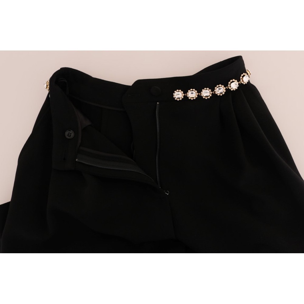 Dolce & Gabbana Elegante High-Waist-Knöchelhose mit Goldverzierung