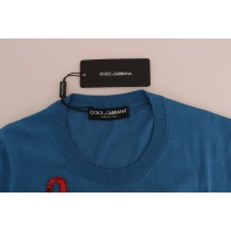 Dolce & Gabbana Blauer Seidenpailletten-Capri-Pullover