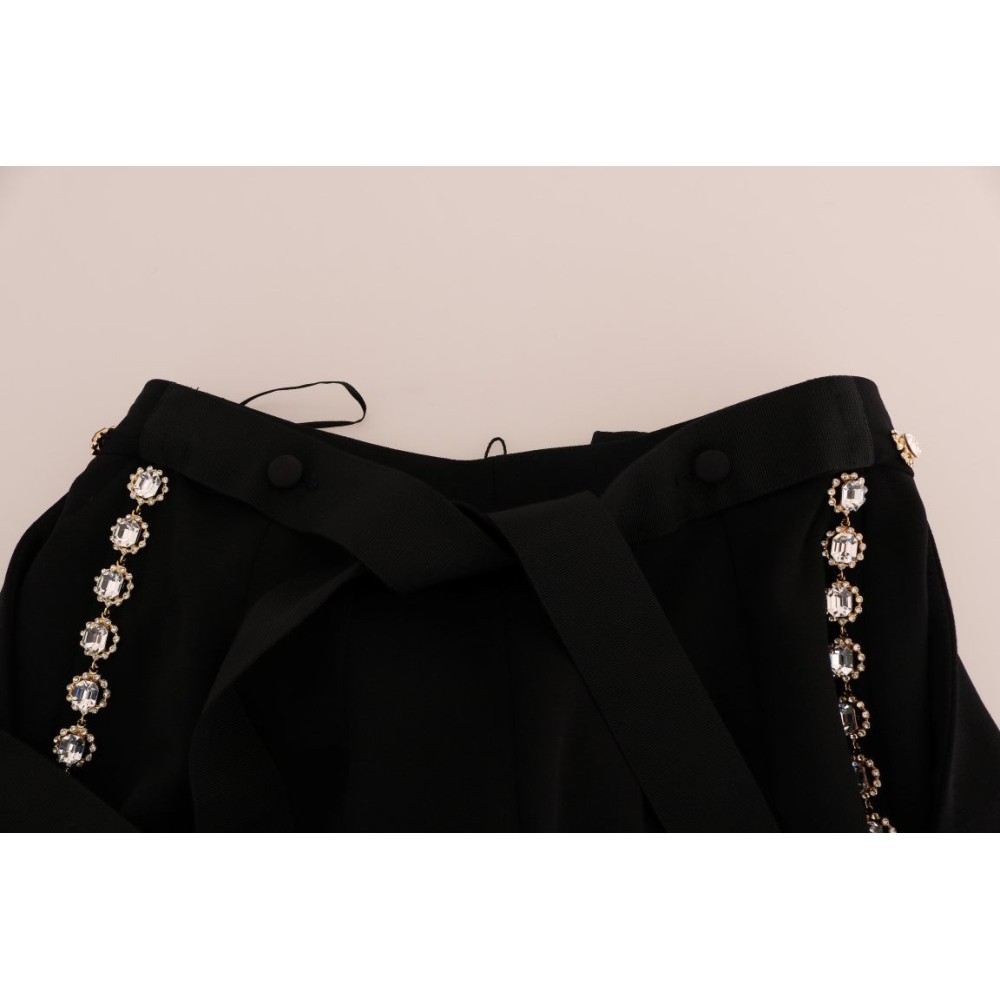 Dolce & Gabbana Elegante High-Waist-Knöchelhose mit Goldverzierung