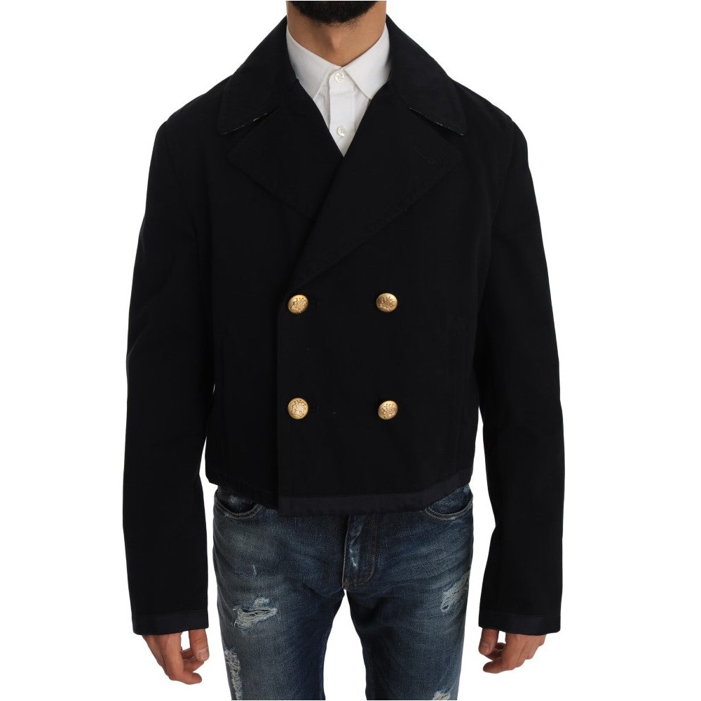 Dolce & Gabbana Elegante dunkelblaue Trenchcoat-Jacke
