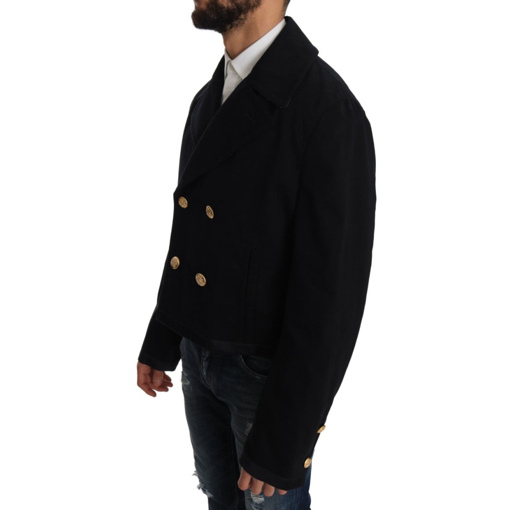Dolce & Gabbana Elegante dunkelblaue Trenchcoat-Jacke