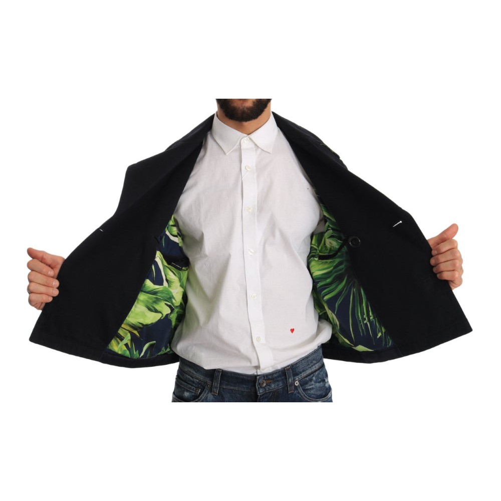 Dolce & Gabbana Elegante dunkelblaue Trenchcoat-Jacke