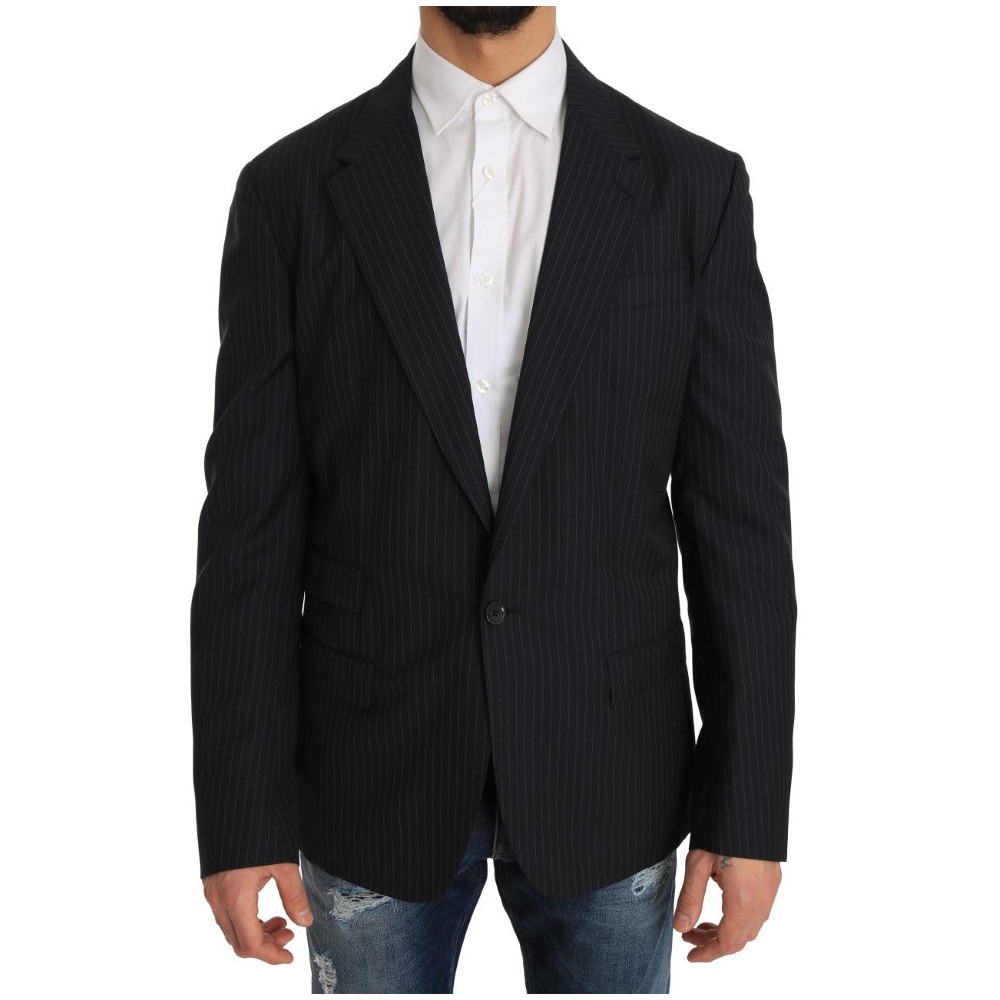 Dolce & Gabbana Eleganter gestreifter Blazer aus Wolle und Seide in schmaler Passform