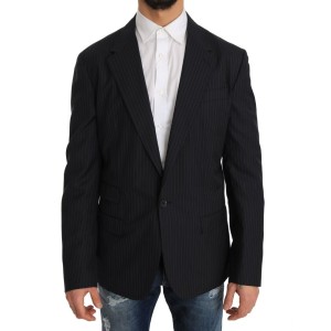 Dolce & Gabbana Eleganter gestreifter Blazer aus Wolle und Seide in schmaler Passform