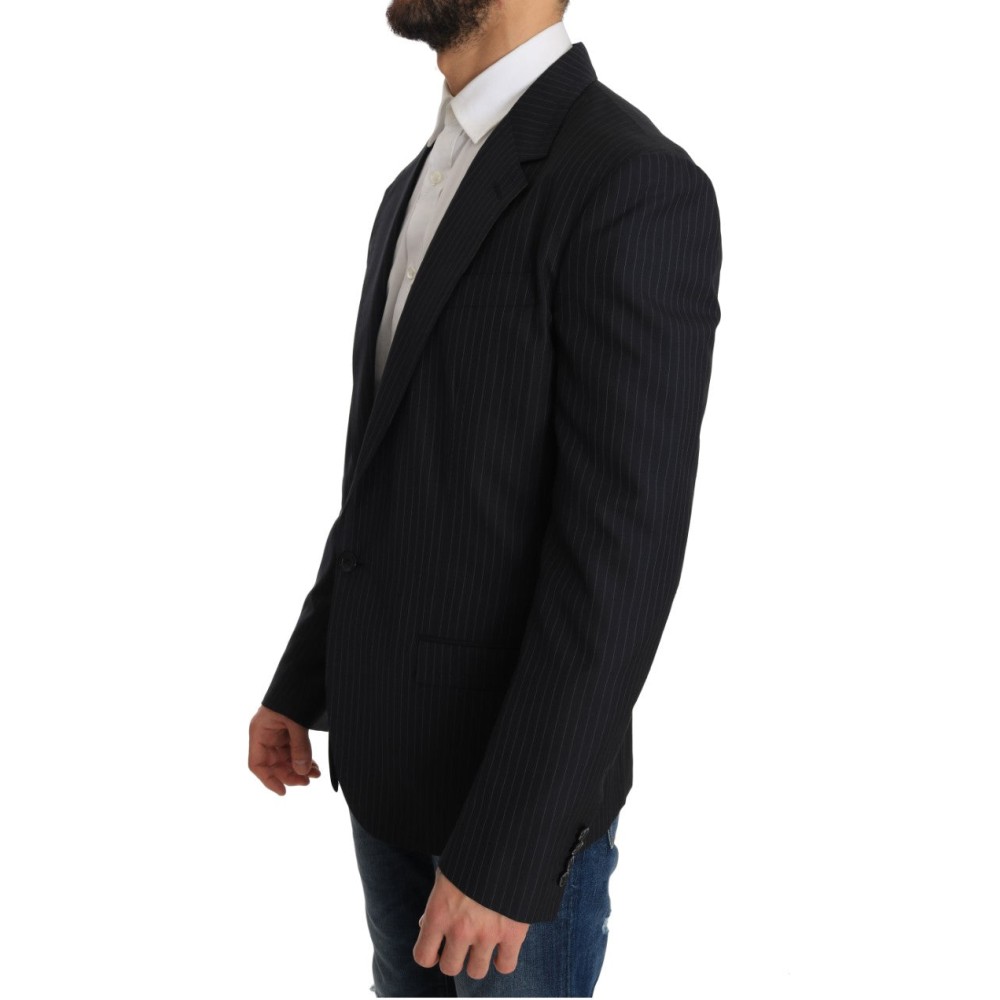 Dolce & Gabbana Eleganter gestreifter Blazer aus Wolle und Seide in schmaler Passform