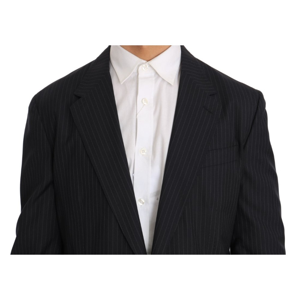 Dolce & Gabbana Eleganter gestreifter Blazer aus Wolle und Seide in schmaler Passform