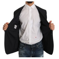 Dolce & Gabbana Eleganter gestreifter Blazer aus Wolle und Seide in schmaler Passform