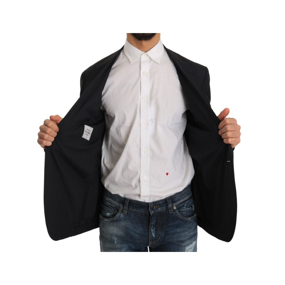Dolce & Gabbana Eleganter gestreifter Blazer aus Wolle und Seide in schmaler Passform