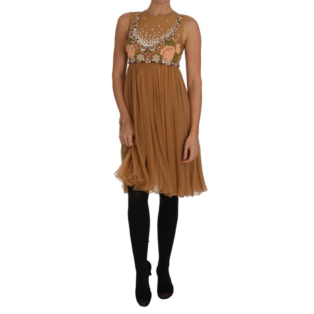 Dolce & Gabbana Exquisites A-Linien-Kleid aus goldener Seide