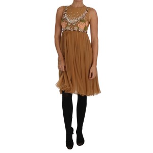Dolce & Gabbana Exquisites A-Linien-Kleid aus goldener Seide