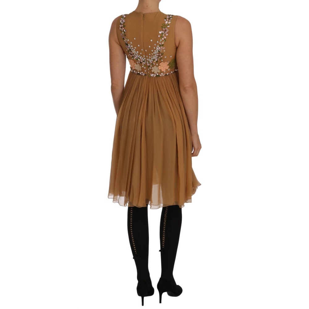 Dolce & Gabbana Exquisites A-Linien-Kleid aus goldener Seide