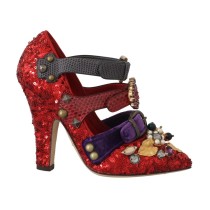 Dolce & Gabbana Rote Bellucci Alta Moda verschönerte Pumps