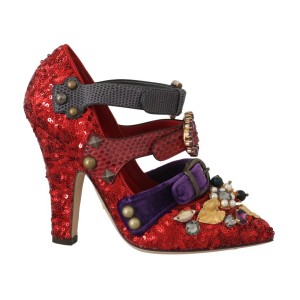 Dolce & Gabbana Rote Bellucci Alta Moda verschönerte Pumps