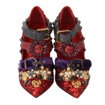 Dolce & Gabbana Rote Bellucci Alta Moda verschönerte Pumps