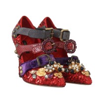 Dolce & Gabbana Rote Bellucci Alta Moda verschönerte Pumps