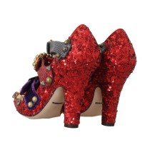 Dolce & Gabbana Rote Bellucci Alta Moda verschönerte Pumps