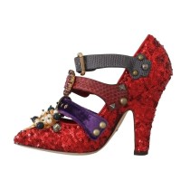 Dolce & Gabbana Rote Bellucci Alta Moda verschönerte Pumps