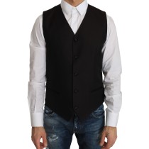 Dolce & Gabbana Elegante Schwarze Seidenmischung Formelle Weste