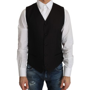 Dolce & Gabbana Elegante Schwarze Seidenmischung Formelle Weste