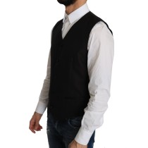 Dolce & Gabbana Elegante Schwarze Seidenmischung Formelle Weste