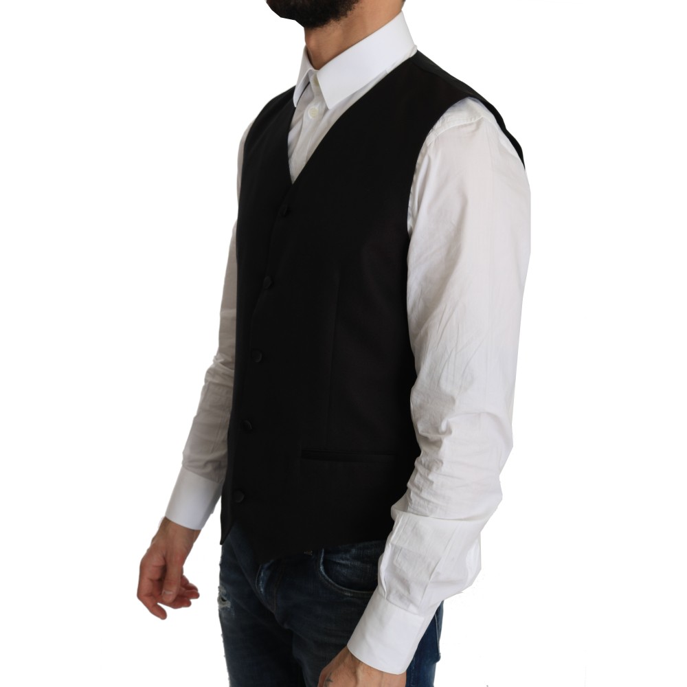 Dolce & Gabbana Elegante Schwarze Seidenmischung Formelle Weste